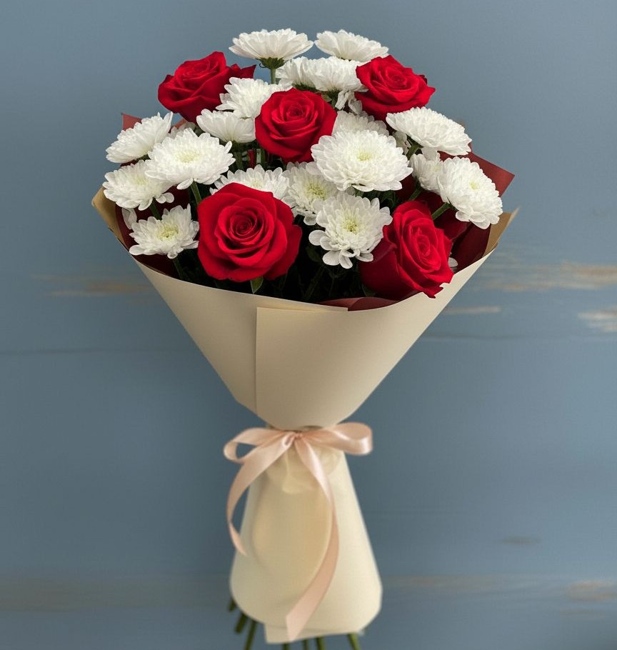 Букет цветов из: Розы и Хризантемы в Сырково