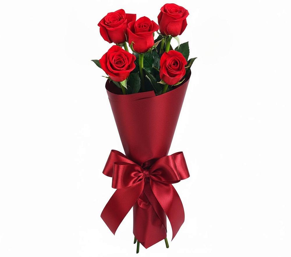 Букет 5 Красных роз Эдлесс Лав в Сырково