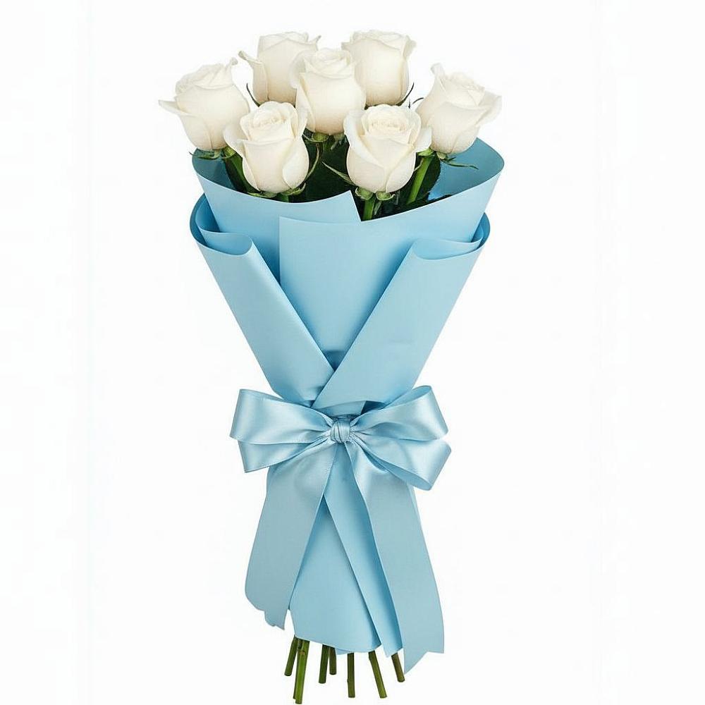 Букет 7 белых роз Проуд в Сырково