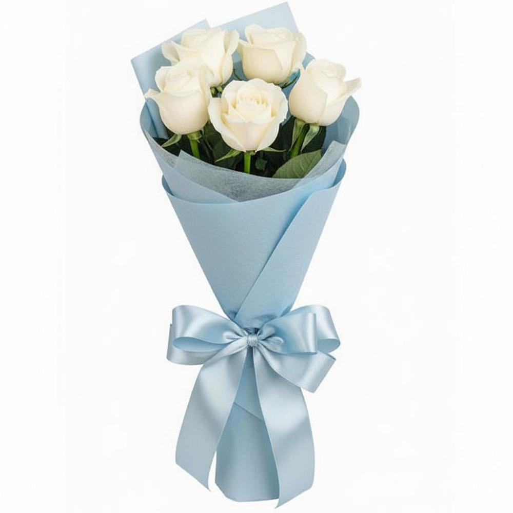 Букет 5 Белых роз Проуд в Сырково