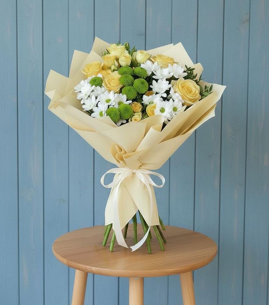 Букет цветов из: Хризантемы и Розы в Сырково