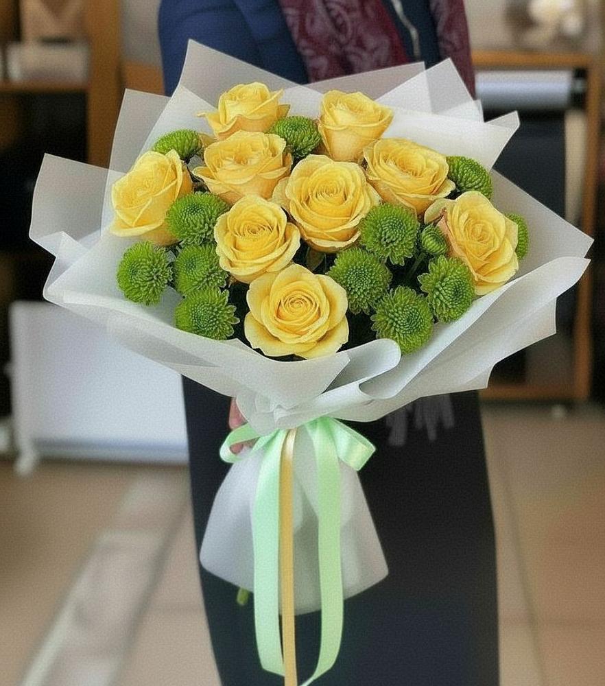 Букет цветов из: Хризантемы и Розы в Сырково