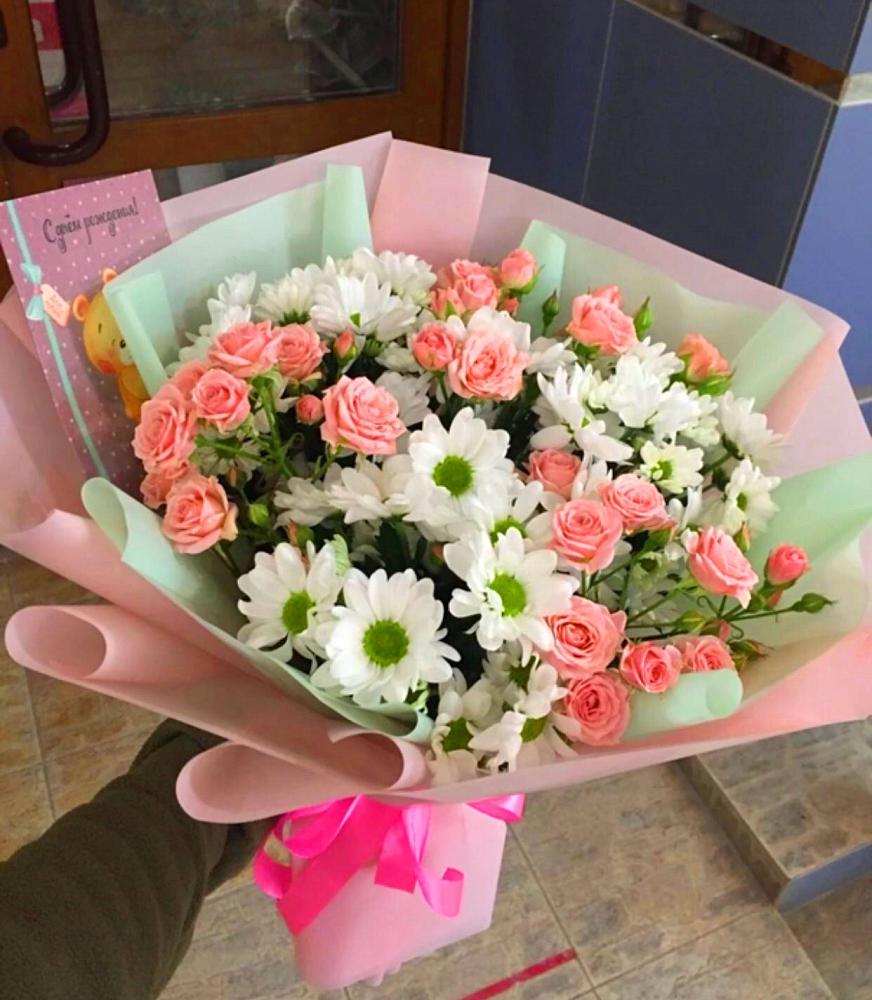Букет цветов из: Розы и Хризантемы в Сырково