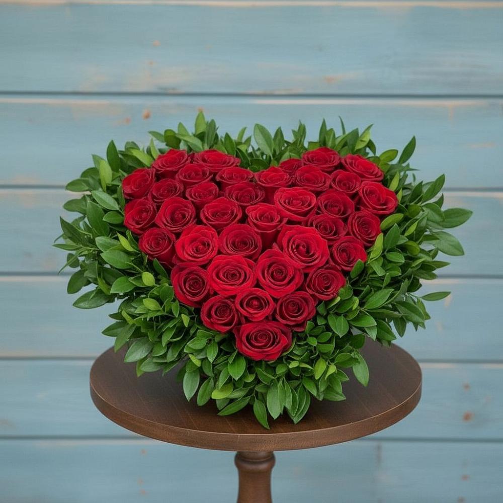 Цветочная композиция из Розы в виде сердца в Сырково