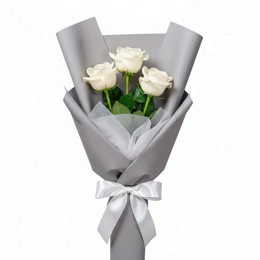 Букет 3 белые розы в Сырково