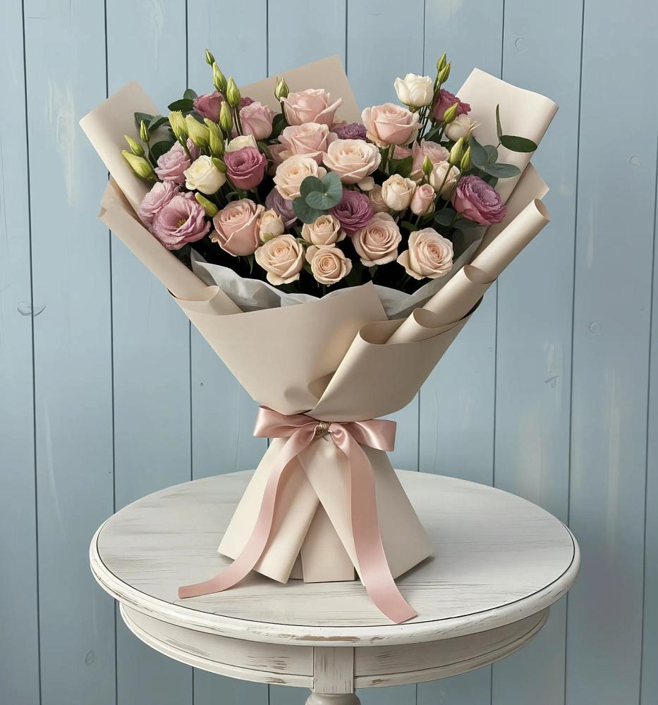 Букет цветов из: Розы и Лизиантусы в Сырково