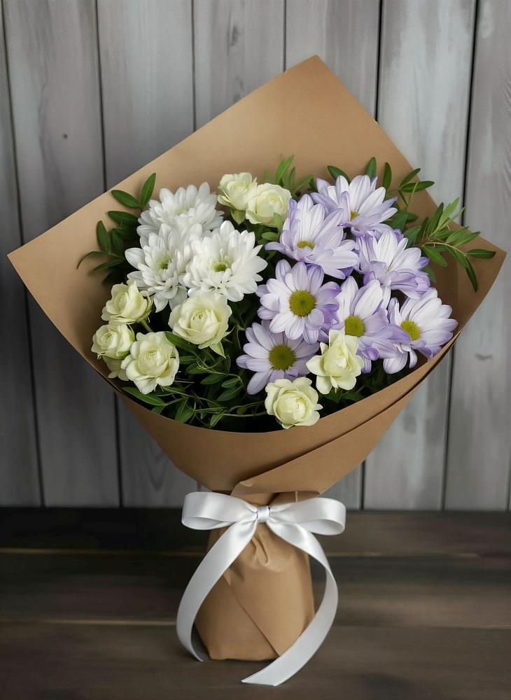 Букет цветов из: Хризантемы и Розы в Сырково