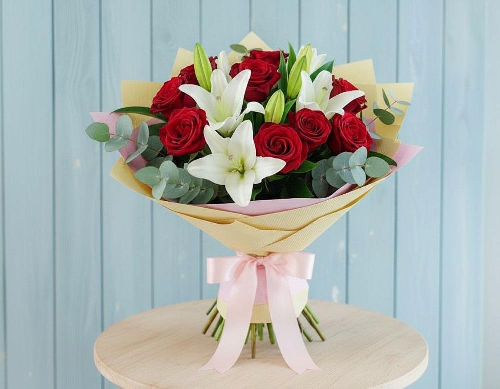 Букет цветов из: Лилии и Розы в Сырково